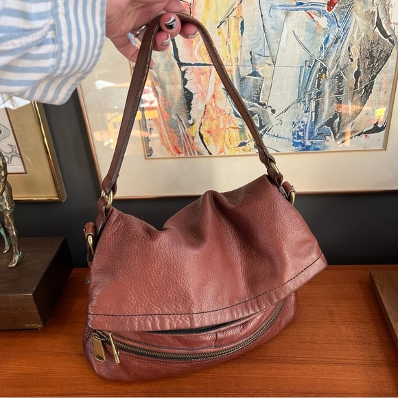 FOSSIL Fold over Crossbody/Shoulder bag preloved Vintage Leather - Picture 11 of 16